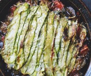 Aubergine, courgette and basil gratin